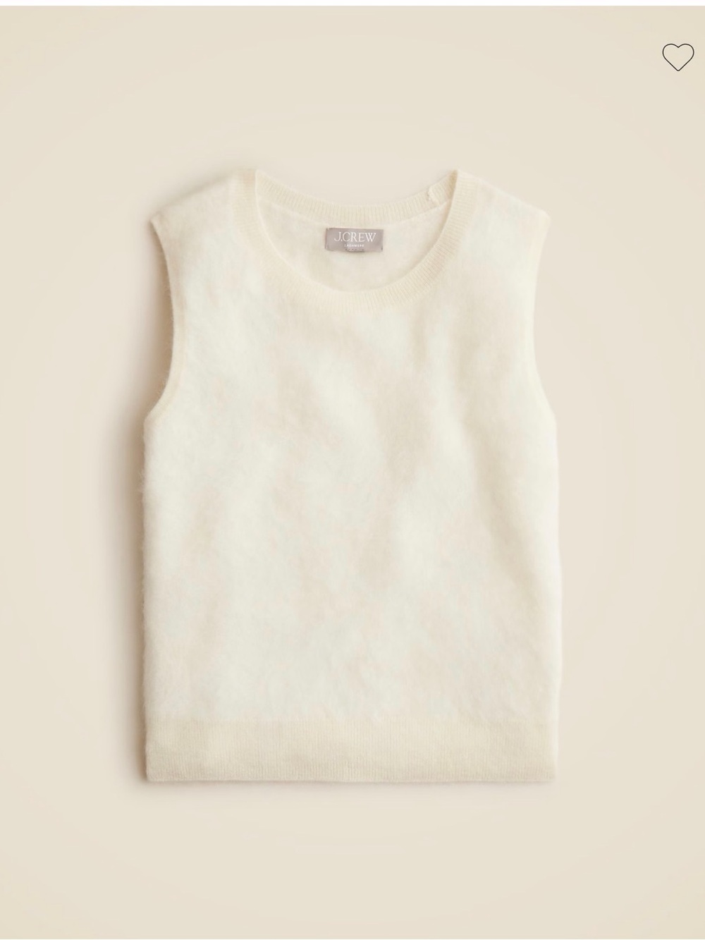 NWT J.Crew Cream Brushed 100% Cashmere Sweater Shell Vest Size L
